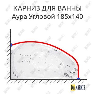 Карниз для ванны Цвет и стиль Аура Угловой 185х140 Усиленный 20 мм MrKARNIZ