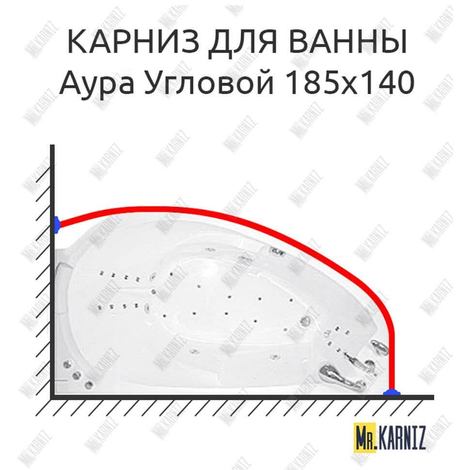 Карниз для ванны Цвет и стиль Аура Угловой 185х140 Усиленный 20 мм MrKARNIZ